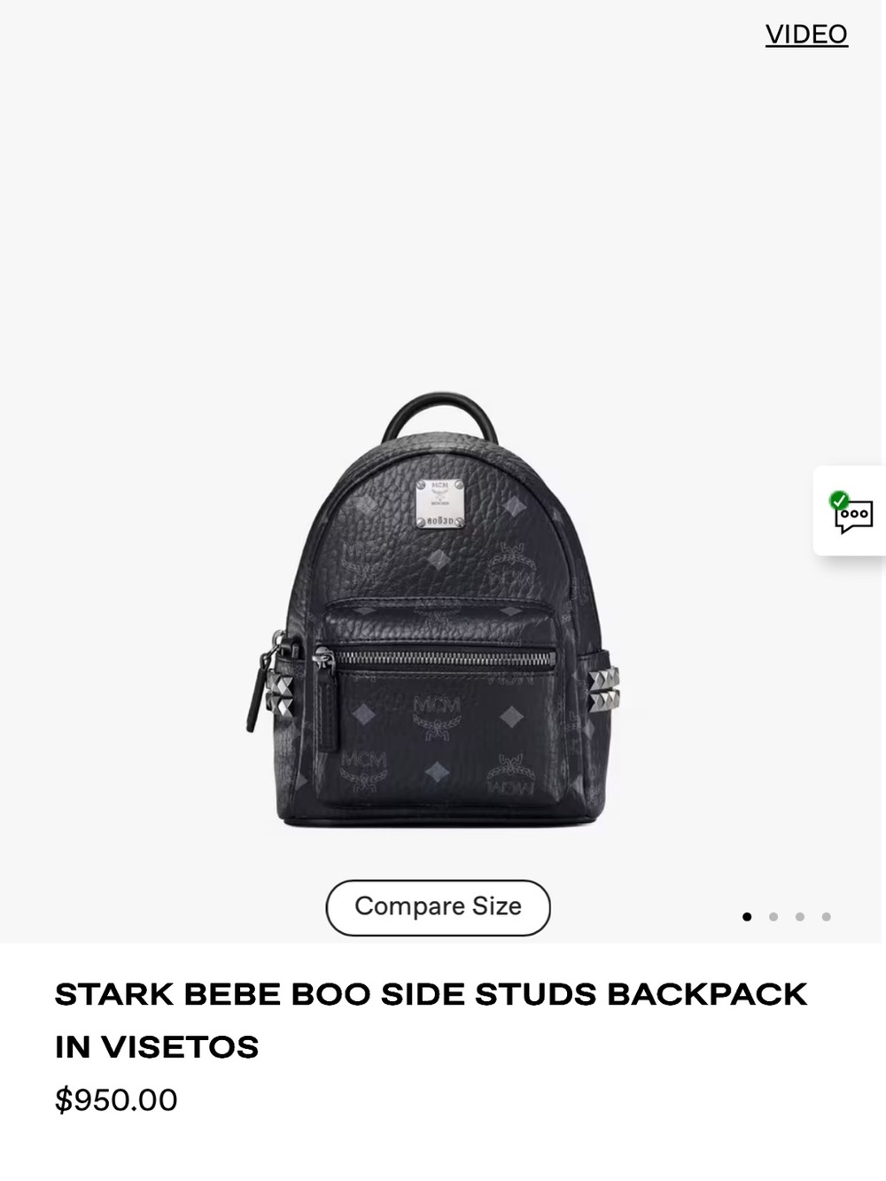MCM Stark Bebe Boo Side Studs Backpack in Black Authentic